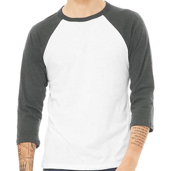 Canvas Mens 3/4 Sleeve Baseball T-Shirt (M) (Black/White) - Picture 4 of 5